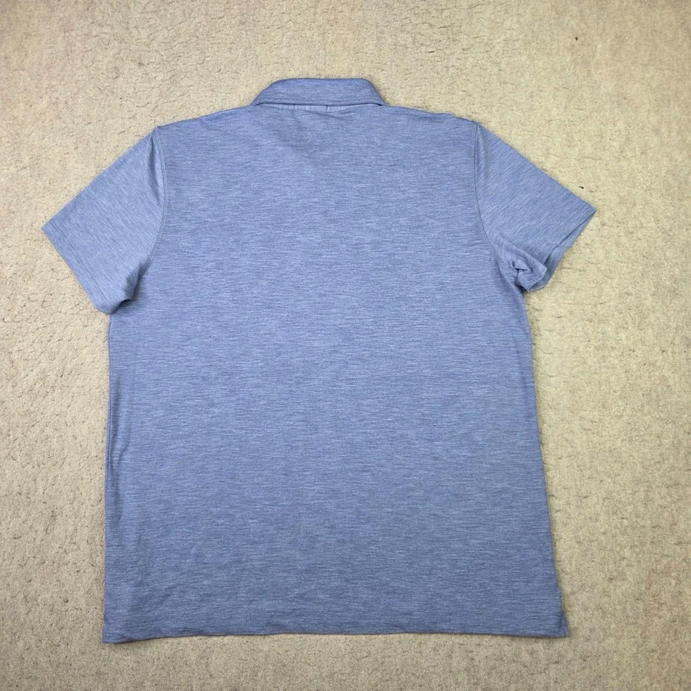 Marine Layer The Air Polo Shirt Mens M/L Blue Tencel Blend Pocket Short Sleeve